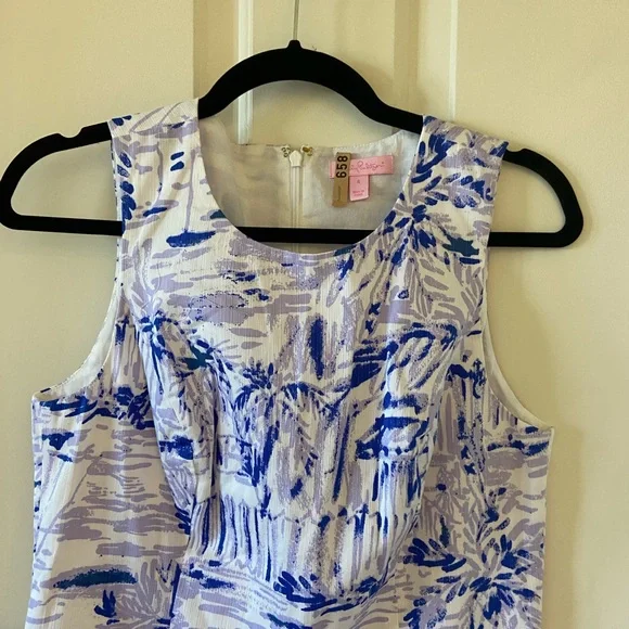 Lilly Pulitzer Women's Shift Dress Purple And White Sailboats Size 4 - Picture 4 of 4